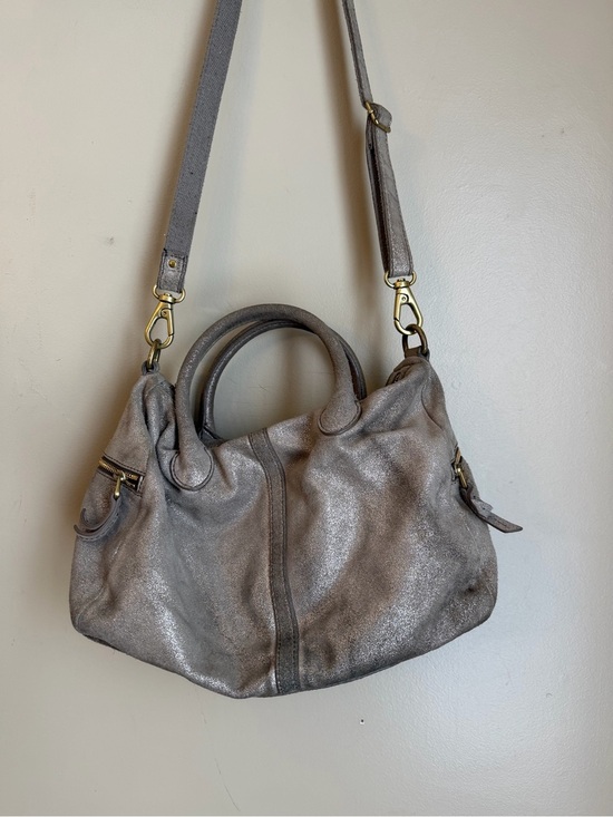 Fossil Handbags - Fossil Metallic Bronze Satchel Double Handles Detachable Strap Slouchy Grunge